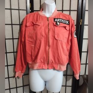 Artistix Contrast Stitch Bomber Jacket in Orange sz S